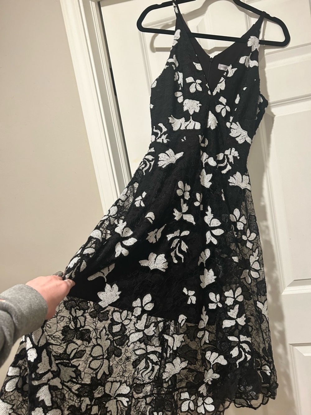 Dress the Population Audrey Black & White Lace Overlay Midi Cocktail Dress - Picture 16 of 16